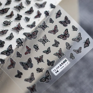 Embossed 5D blood butterfly nail art stickers with vintage gothic relief pattern TS334