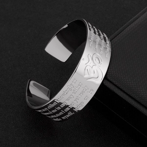 Engraved Scripture Bible Verse Bracelet And Ring Stainless Steel Polished Om Symbol Open Cuff Fashion Jewelry Women Men