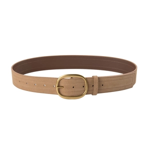 Ceinture large en daim beige avec boucle ovale en laiton pour manteaux et pulls