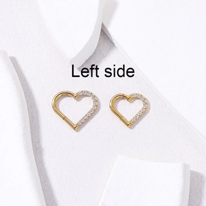 G23 Titanium heart-shaped hoop earrings with sparkling cubic zirconia on white stone