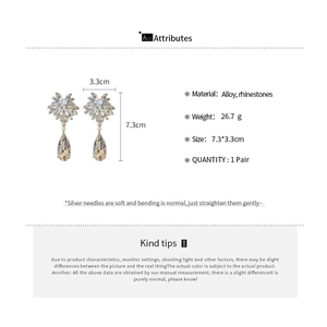 Spécifications de taille et poids des boucles d'oreilles pendantes en strass
