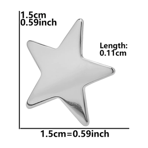 Macro shot showing 1.5cm star-shaped stainless steel stud earring dimensions and detail