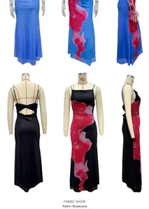 Détails de robes maxi à fleurs montrant la coupe ajustée et le dos nu ajouré