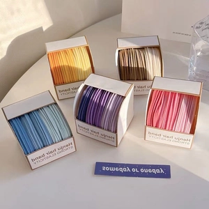 5-pack gradient ponytail hair ties in Morandi colors with high elasticity knit fabric