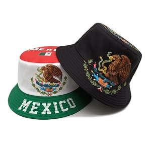 Mexico Flag Pattern Bucket Hat Polyester Sun Protection Outdoor Retro Style Sunshade Cap For Men Women
