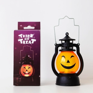 Halloween LED pumpkin lantern with vintage frame and Trick or Treat gift box
