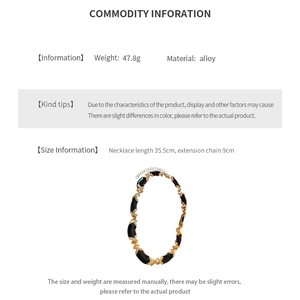 Spécifications détaillées du collier croisé vintage en émail noir avec taille et poids