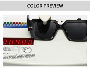 Laboratory UV400 test showing protective black lenses shielding ultraviolet rays on sunglasses