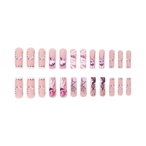 Halloween coffin press-on nails with spider web ghost and mummy patterns 24-piece set