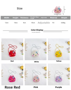 Size chart and dimensions for the cartoon bunny mini crossbody shoulder bag for girls