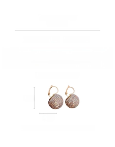 Detail view of sparkling sphere earrings showing 16.6g weight and 3.3cm height dimensions