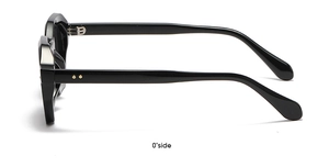 Detailed 0-degree side profile view of polygon sunglasses in polished black finish