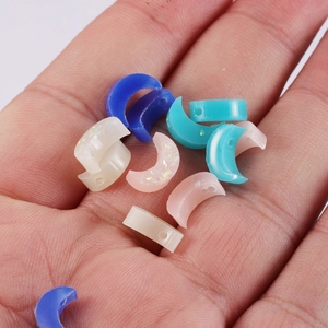 Colorful synthetic resin opal moon charms for DIY jewelry making with 1.5mm hole