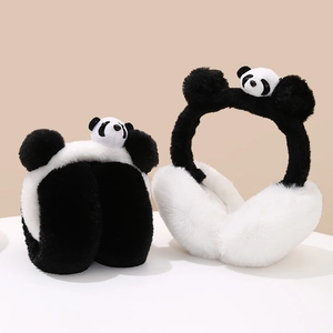 Cute Cartoon Panda Foldable Plush Earmuffs For Kids And Adults Winter Warm Soft Faux Fur Ear Warmers Outdoor Ear Covers