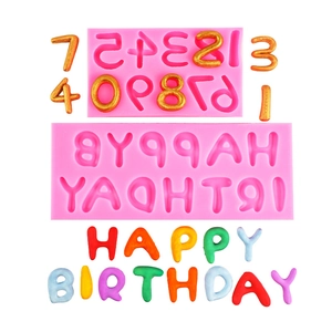 Stampo in silicone rosa con numeri e lettere Happy Birthday per decorazione dolci