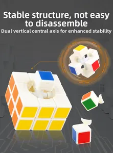 Internal structure of 3x3 Speed Cube with dual vertical central axis for stability