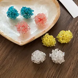 Florale Cluster Ohrstecker Mit 925 Sterling Silber Ohrringpfosten Handgewebte Kristall Glasperlen Trendiger Eleganter Schmuck