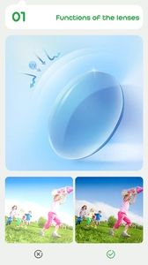 Detail showing kids sunglasses lenses with UV protection and clarity enhancement features