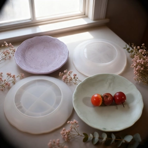 Silicone molds for DIY resin trays with embossed strawberry and grape floral patterns