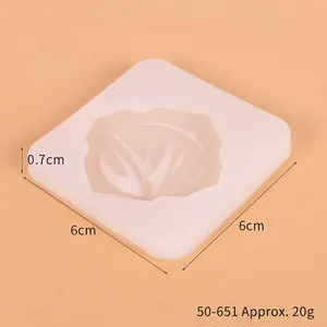 Detailed 6cm square silicone mold with leaf pattern for DIY resin jewelry pendants