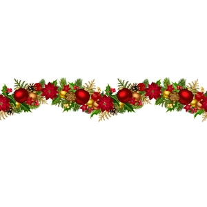 Sticker mural de Noël avec poinsettias rouges, boules dorées et aiguilles de pin vertes