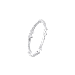 Elegant S925 sterling silver hollow bow ring with minimalist artistic butterfly design