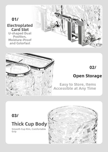 Detail view of electroplated U-shaped slots and thick water ripple texture cup holder