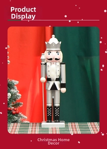 Detail of silver Nutcracker King soldier with crown and scepter for Christmas decor