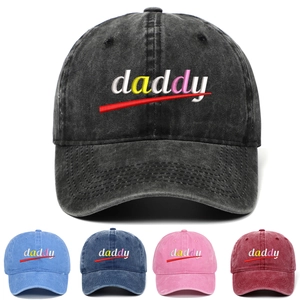 Daddy Letter Embroidery Washed Cotton Baseball Cap Vintage Distressed Adjustable Dad Hat Retro Hip Hop Casual Sun Hat