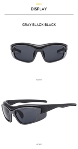 Y2K sporty wrap-around sunglasses with detachable gray black frame and black lenses