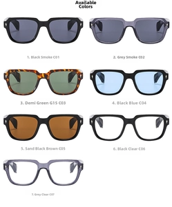 Square frame retro sunglasses collection with silver rivet accents in seven assorted colors