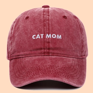 Baseball Kappe Gewaschene Baumwolle Bestickt Cat Mom Verstellbar Outdoor Freizeit Vintage Sonnenhut