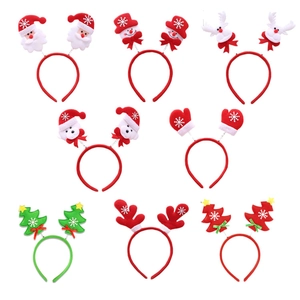 Variety pack of Christmas headbands featuring Santa, reindeer antlers, and trees on white backdrop