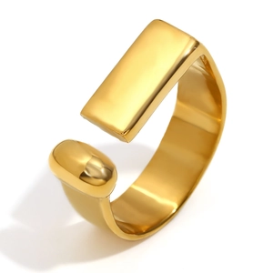 Minimalist 18K gold plated stainless steel open ring with asymmetric geometric design