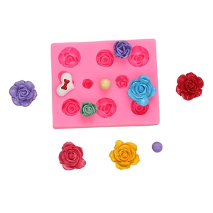 Rosa Silikonform für 3D-Rosen- und Herzformen für DIY-Backen und Harzhandwerk