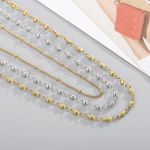 Collier Chaîne Satellite En Acier Inoxydable Plaqué Or Collier À Perles Minimaliste Pour Femmes Bijoux Géométriques