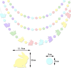 Easter bunny and colorful macaron circles paper garland banner party decoration