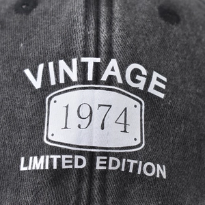 Casquette baseball Vintage 1974 Limited Edition en coton délavé gris foncé respirant