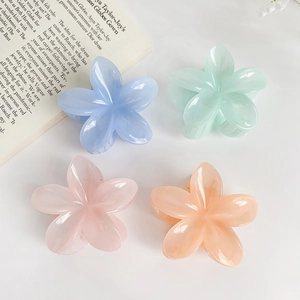 Plumeria Flower Hair Claw Clip Plastic Matte Candy Color Sweet Style Hair Accessories For Women Girls