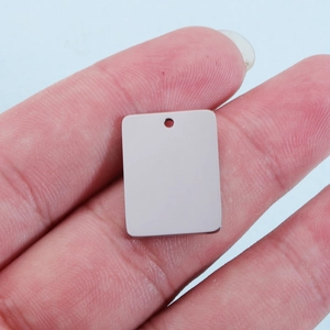 Polished rectangular stainless steel pendant for DIY jewelry making 15x20mm silver tag
