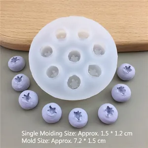 Macro view of silicone mold with 8 blueberry cavities for chocolate and fondant cake DIY