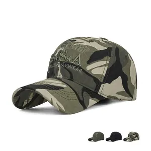 Men Cotton Baseball Cap Embroidered USA Stars Camouflage Outdoor Sports Adjustable Sun Protection Breathable Stylish Hat