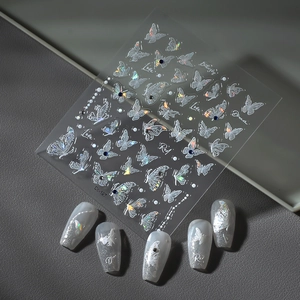 Laser butterfly nail art sticker set Co-127 with shiny holographic decals for manicure