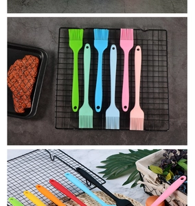 Various colorful silicone basting brushes in large and small sizes for baking or BBQ