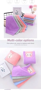 Detailed view of 5-pack pastel microfiber cleaning cloths with wavy edges for home use
