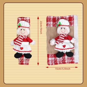 Christmas microwave handle covers with cute dolls made of plush and knitted fabric
