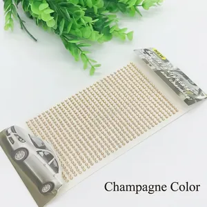 Detail of 3mm champagne self-adhesive acrylic rhinestones for DIY car and craft decoration