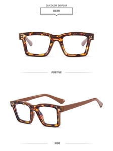 Detailansicht der quadratischen Schildpatt-Brille mit polierter Demi-Finish-Textur