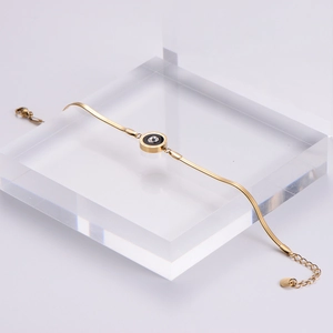 Bracelet chaîne serpent plate en acier doré 18k avec pendentif chiffres romains