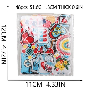 Set of 48 cartoon nurse medical embroidery patches with hearts and syringes